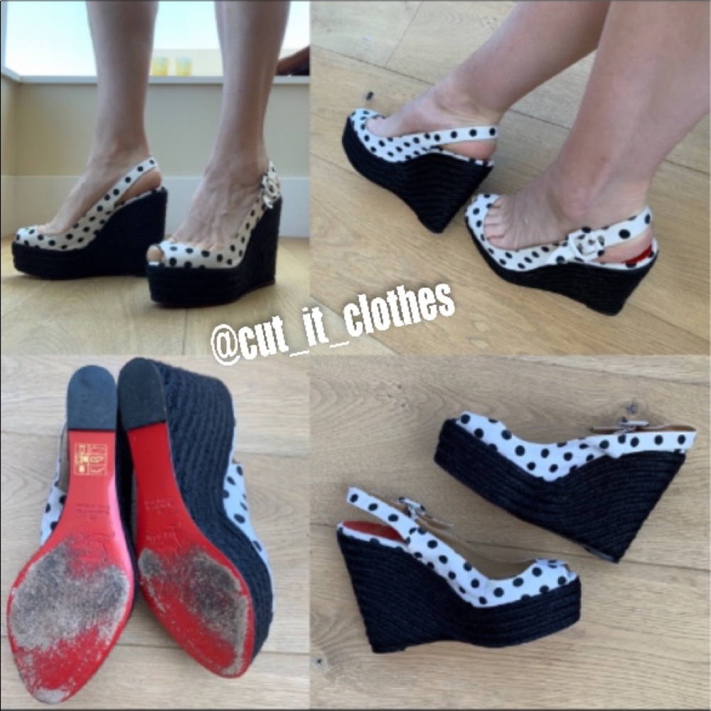 GUC💕Auth Louboutin Espadrille Wedges